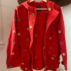 Red ModCloth Jacket with Embroidered Flowers